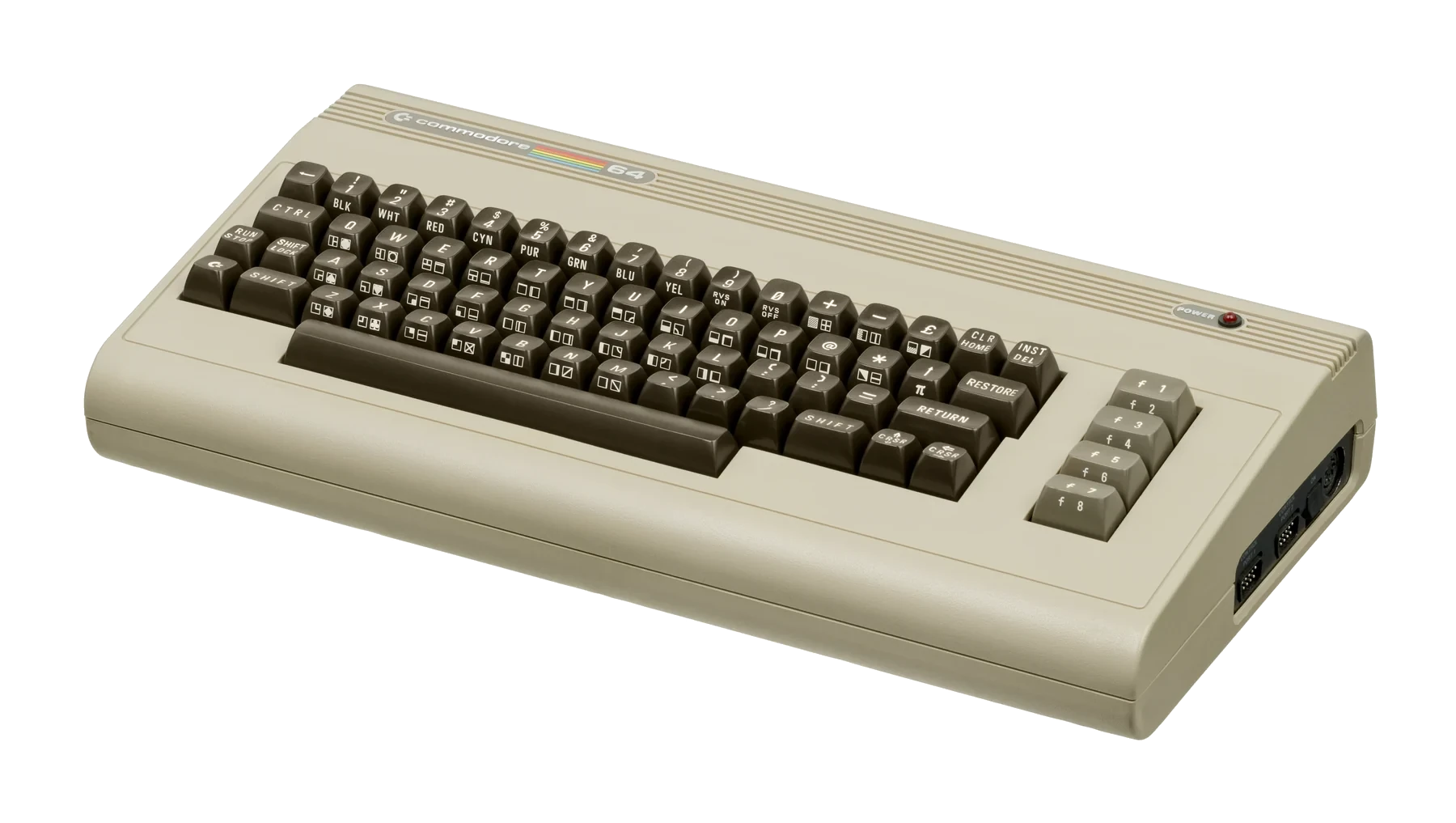 Commodore 64 computer photographed on a white background